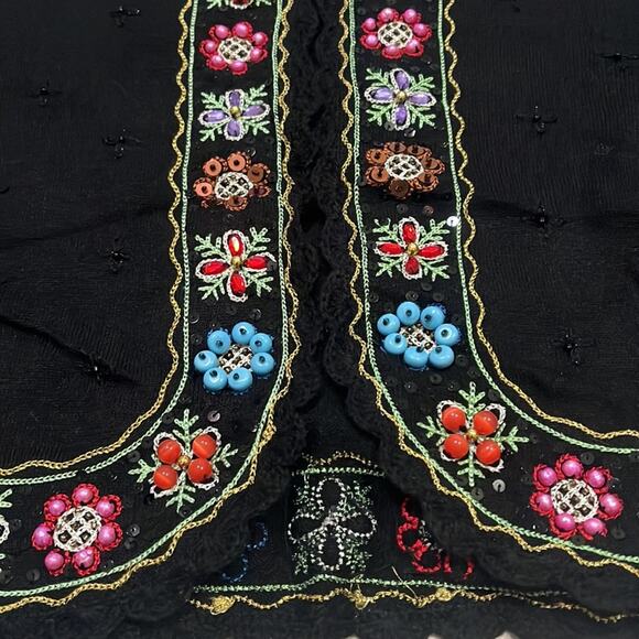 Berek Vintage Knit Floral Beaded Bolero Cardigan Cropped Women’s Large Black - Picture 2 of 16